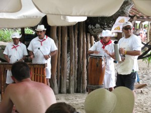 Gentlemen from the boat playing for the group