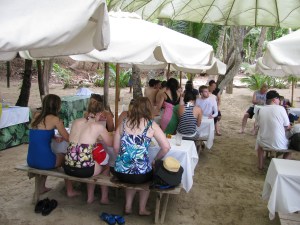 Lunch on the island...serviche, amazing aroz con pollo, and poundcake with lemon slurry!!!!!
