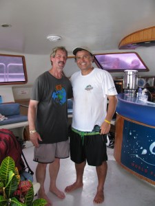 Francisco and I...he was very accomadating of us and is the tour guide of the cruise, cook, musician, volleyball and soccer player