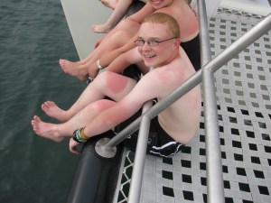 Missed a spot on his knees-OUCH!